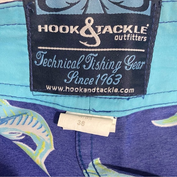 Fish & Tackle Vibrant Blue Marlin Print Swim Shorts - Picture 2 of 8